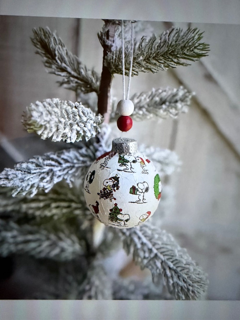 Snoopy Christmas Ornament Handmade Toile Decoupage